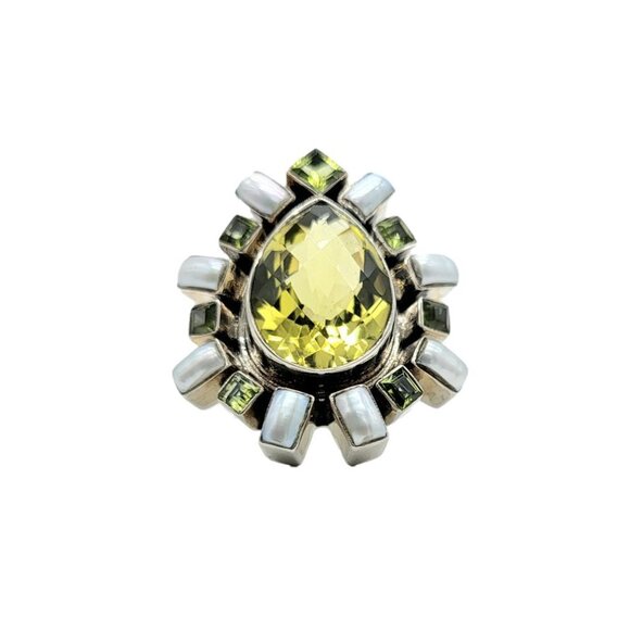 Nicky Butler Size 8 Lemon Quartz Gemstone Designer Pear Ring 925 Sterling Silver - Picture 2 of 8